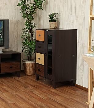 不二貿易 キャビネット リビング収納 4段 グラデーション 木目調 Amazon｜不二貿易 キャビネット リビング収納 4段 幅59×奥行39